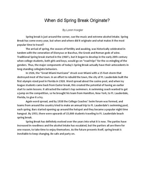 Image result for Spring Break History