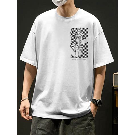 Buy BULLMER White Funky Front and Back Printed Baggy Oversized T-Shirt ...