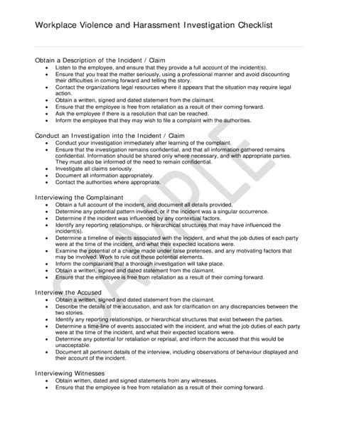 Fillable Online Workplace Violence and Harassment Investigation ...
