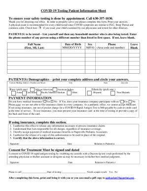 Fillable Online COVID-19 Testing Information for Healthcare Providers ...