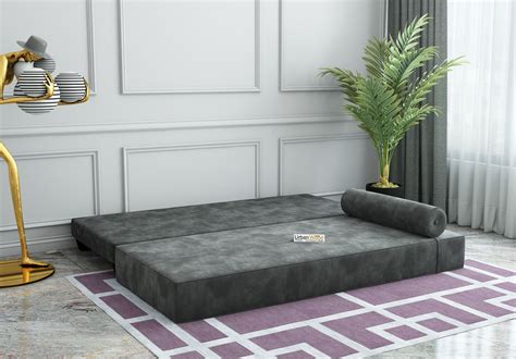 Buy Brisk Fabric Sofa Cum Bed (Velvet, Stone Grey) Online in India ...