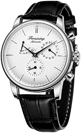 Buy FORSINING Leather Men's Automatic Analog Watch Power Reserve Date ...