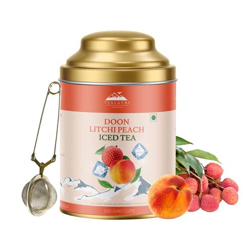 Tealayas Dehradun Litchi Peach Iced Tea Blend with Tea Infuser| 100g/25 ...