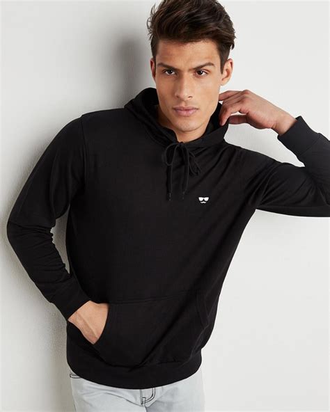 Buy Men's Black Hoodie Online at Bewakoof
