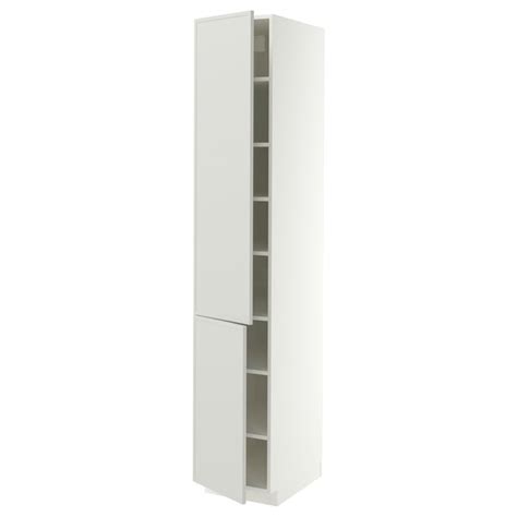 METOD high cabinet with shelves/2 doors, white/Aspudden light grey ...