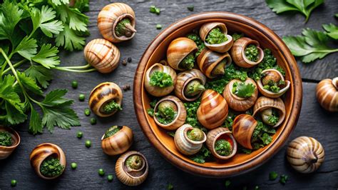 appetizer, mollusk, snails, shellfish, dish, bowl, A bird s eye view of ...