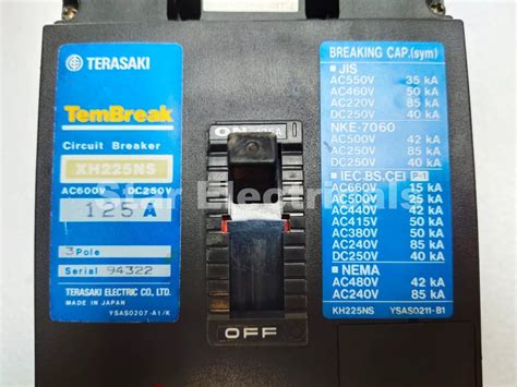 Terasaki XH225NS 125amp MCCB - Terasaki XH225NS 125amp MCCB, MCCB Good ...