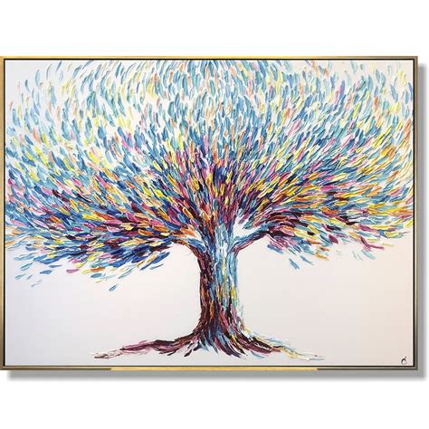 Large Abstract Tree Painting on Canvas - Contemporary Oil Artwork of Modern Trees | TREE OF ...