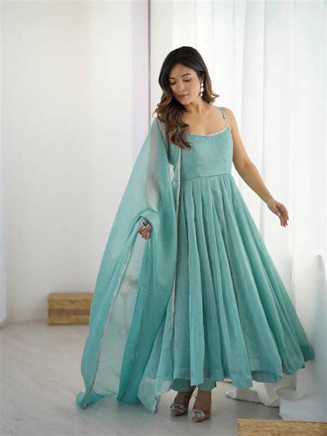 Niyara Sky Color Anarkali Suit Set – Aabha India