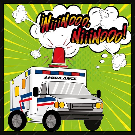 Premium Vector | Ambulance cartoon with sound
