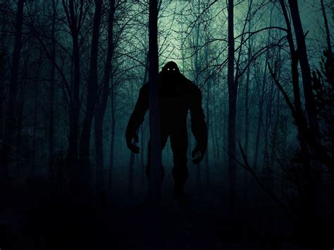 Download wallpaper 1600x1200 monster, silhouette, forest, night, art ...