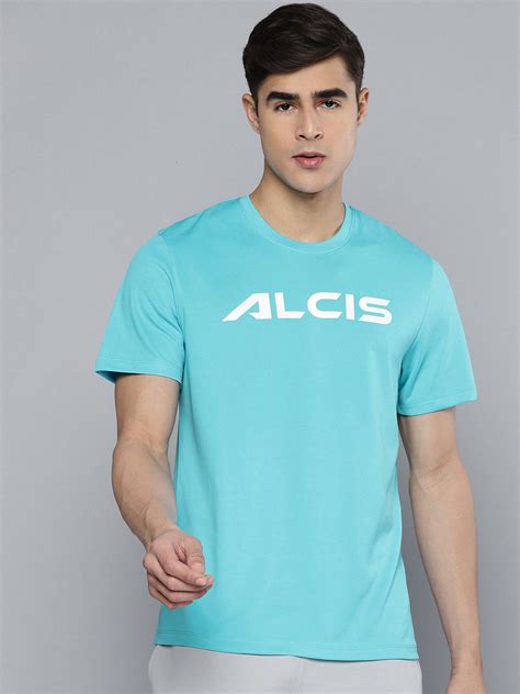 Buy Alcis Men Blue White Brand Logo Printed Dry Tech T-shirt ...