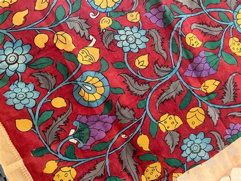 Varnam - Pen Kalamkari on Bangalore Silk Dupatta – Musings