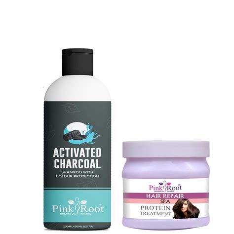 Buy Pink Root Charcoal Shampoo With Hair Repair Spa Cream 500gm Online ...