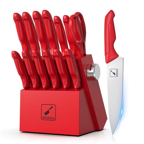 Amazon.com: imarku Knife Set with Block, Sharp Knife Set with Built-in ...