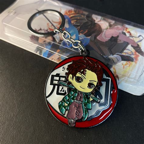 Demon Slayer Tanjiro Kamado Rotating Spiner Metal Keychain Keyring ...