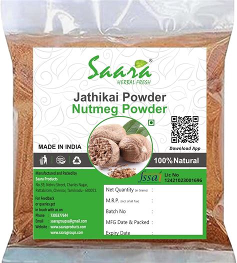 Saara HERBAL FRESH Jathikai Powder, 401g, Nutmeg Powder, Jaifal ...