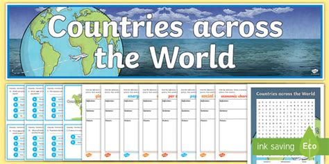 Countries Across the World Activity Pack (teacher made)