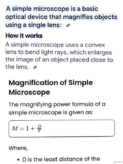 Image result for Simple Microscope Physics