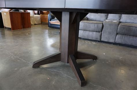 SOLID WOOD PEDESTAL BASE DINING TABLE W/ EXTENSION