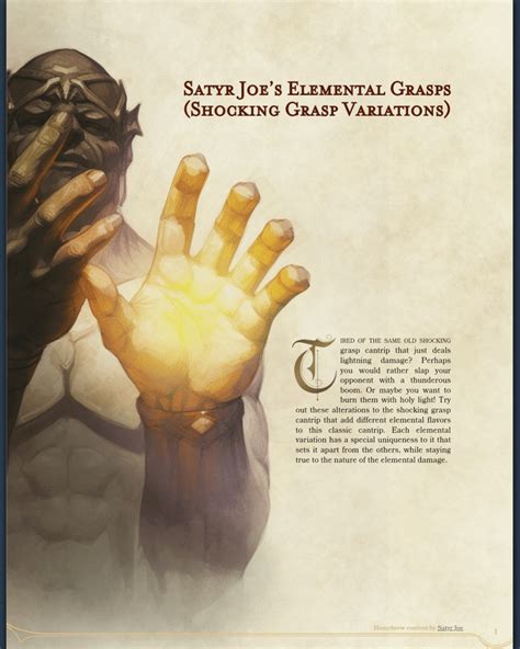 Shocking Grasp (Elemental re-works) [5e] : r/UnearthedArcana