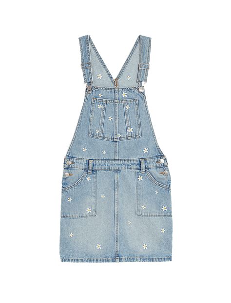 Buy Denim Embroidered Daisy Pinafore at Marks & Spencer