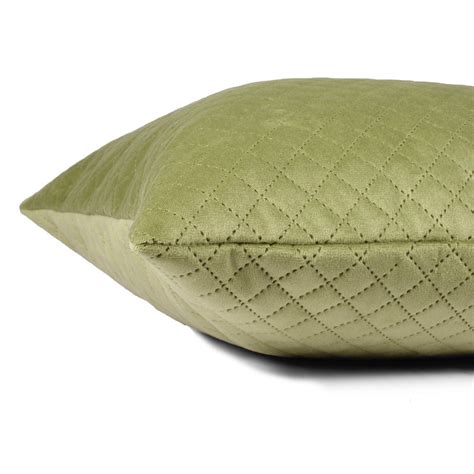 Both Side Quilted Velvet Rectangular Cushion Cover (Set of 2), Mehndi ...