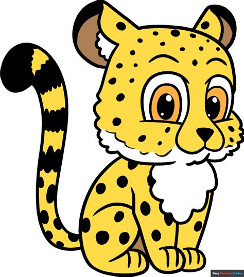 How to Draw a Cute Cartoon Cheetah - Really Easy Drawing Tutorial