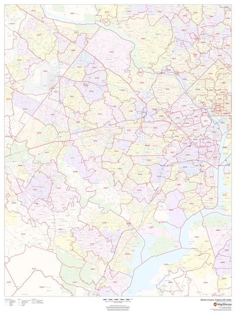 Fairfax County, Virginia ZIP Codes Wall Map