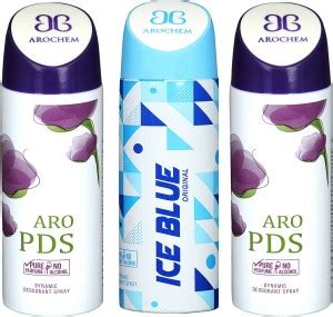 AROCHEM Aro PDS & Ice Blue Combo Pack Dynamic Deodorant Spray Deodorant ...