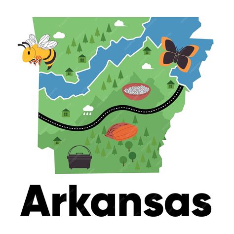 Premium Vector | Arkansas states map shape with green forest natural ...