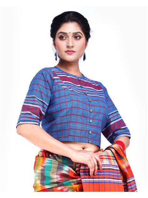 Buy Now Blouse Gamcha Fashion Handloom Cotton Fabric with Half Sleeves ...