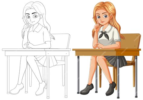 Premium Vector | Student Sitting at Desk Illustration