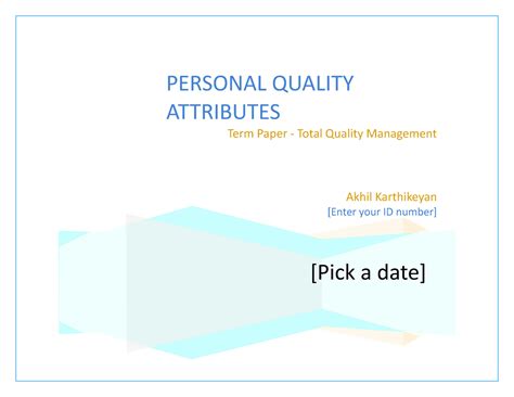 Personal Quality Attributes Sample - Total Quality Mangement - BITS ...