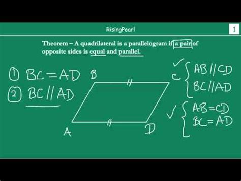 Quadrilateral with a pair of opposite sides parallel and equal is ...