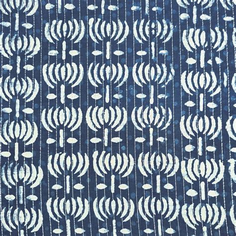 Pure Cotton Indigo Lurex Lotus Motif Hand Block Print Fabric – Sanskruti