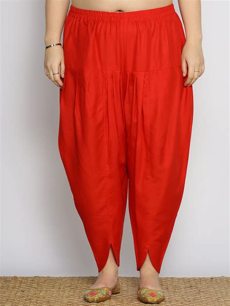 Red Rayon Tulip Salwar for Women l Sizes XS to 8XL l LetsDressUp