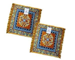 Buy Kuber Industries Velvet Pooja Mat Set of 2 Pcs - 24"x24", Red ...