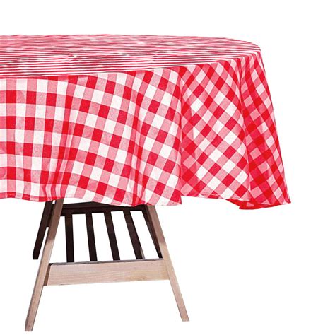 Checkered Round Tablecloth 70" White/Red by TableclothsFactory.com