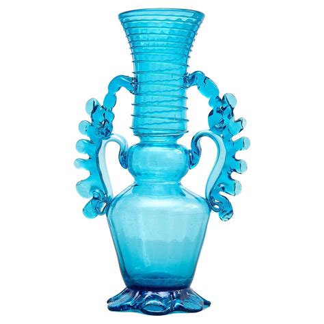 Exceptional Blue Blown Glass Vase - Circa 1940 - Spanish Craftsmanship ...