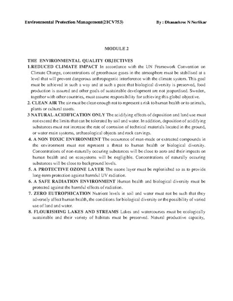 EPM Module 2 - Environmental Quality Objectives and Management ...
