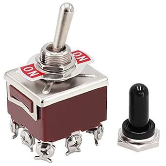 mxuteuk Heavy Duty Rocker Toggle Switch 2 Position 3PDT 9 Terminal ON ...