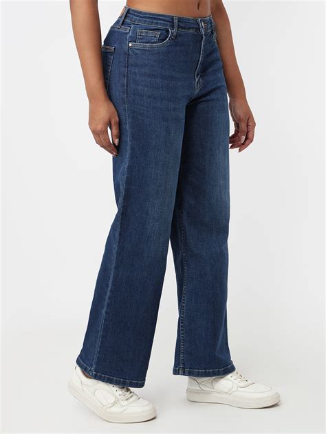 Buy Women Blue High-Rise Wide Leg Jeans | Kraus Jeans