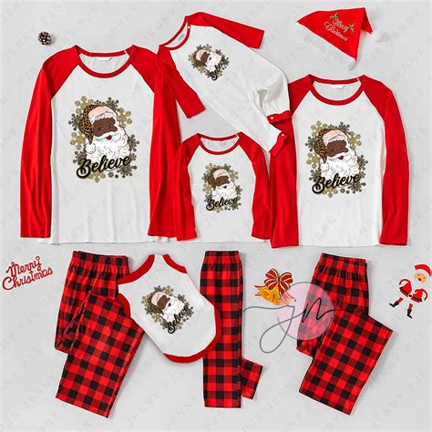 Merry Christmas Black Santa Pajamas For Adults - Family Christmas ...
