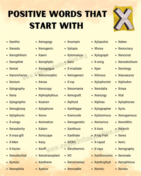 Positive Words That Start with X in English - English Study Online