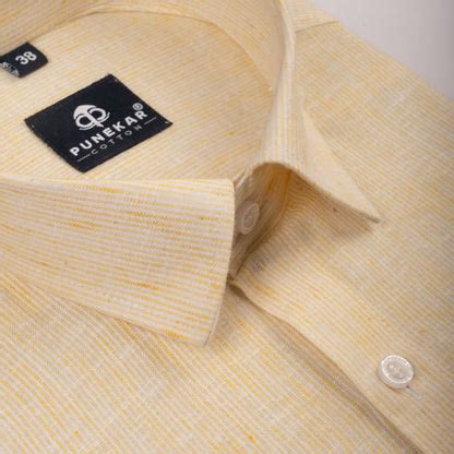 Yellow Color Hand Woven Cotton Stripe Shirt For Men – Punekar Cotton