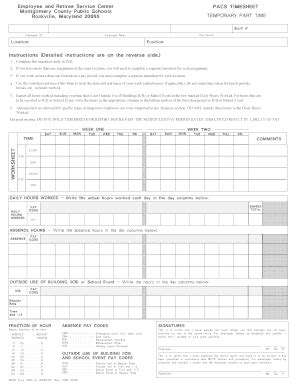 Mcps Tpt Timesheet - Fill Online, Printable, Fillable, Blank | pdfFiller