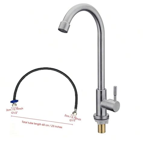 Brushed Nickel Kitchen Faucet Cold Water Only 1 Hole Single Handle 360 ...