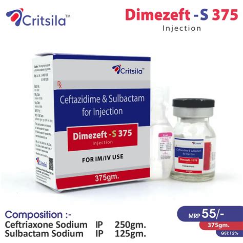 Ceftazidime (250mg) + Sulbactam (125mg) – Dimezeft 375 Injection