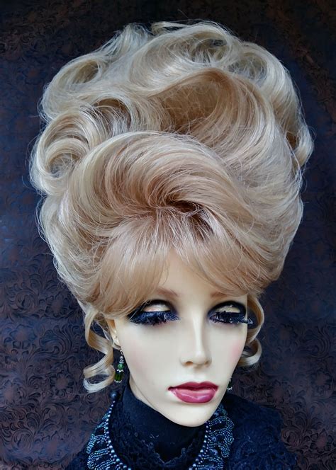 Drag Cabaret Wig (W21-051) Standard Cap, Dramatic Up-Do Bouffant, Mixed ...